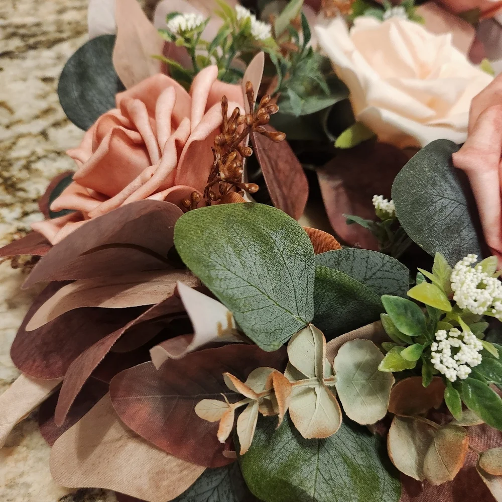 Lings Flowers Centerpiece Arrangement Dusty Rose & Cream Wedding, Baby Shower